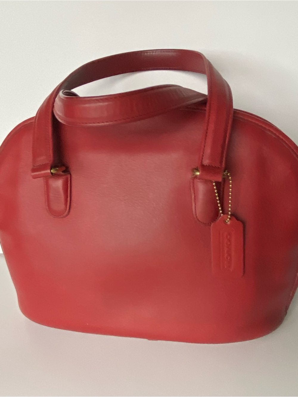 Coach Red Pelham Leather Dome Satchel